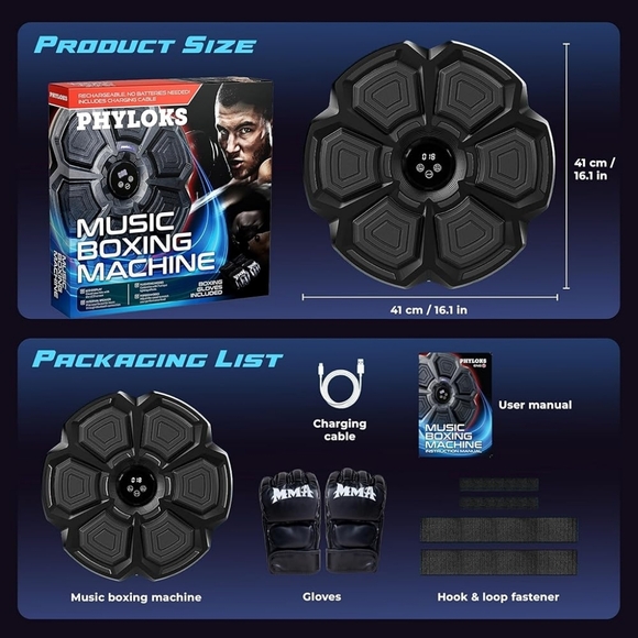 Smart Music Boxing Machine w/ Gloves โ Interactive LED Trainer - Picture 3 of 11